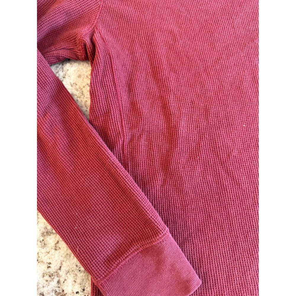 Timberland Mens Burgundy Waffle Knit Thermal Long‎ Sleeve Shirt Size Medium - Picture 4 of 8